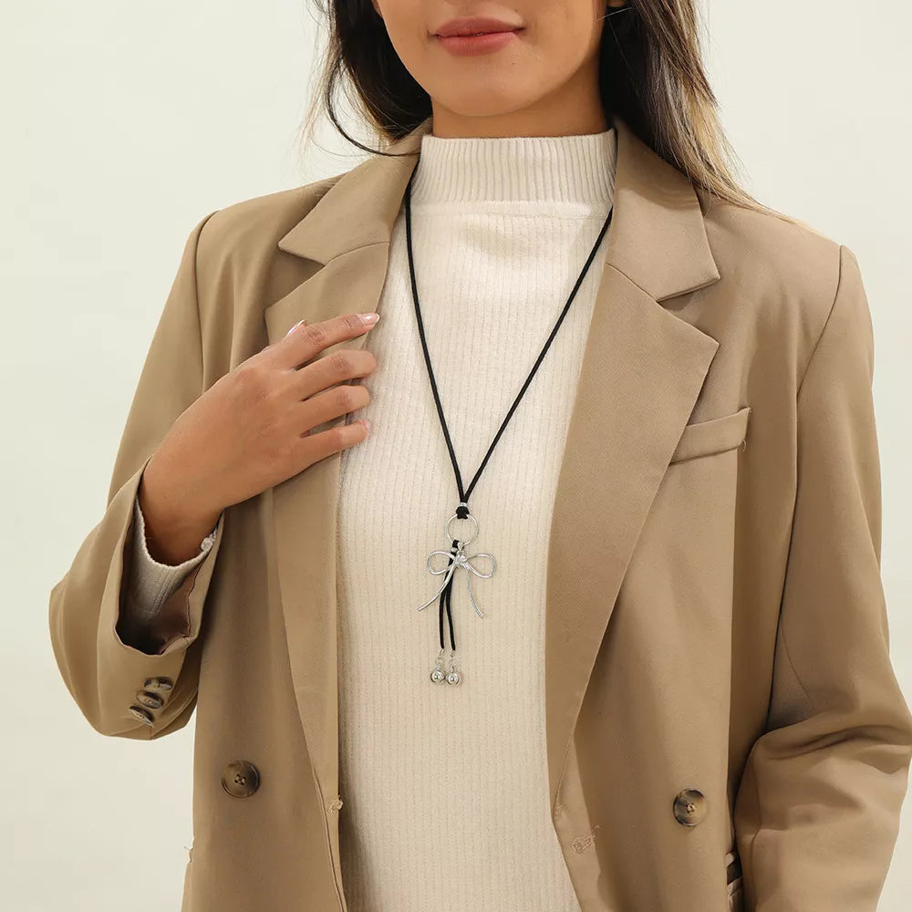 Elegant Bow Pendant Necklace - alternate necklace view