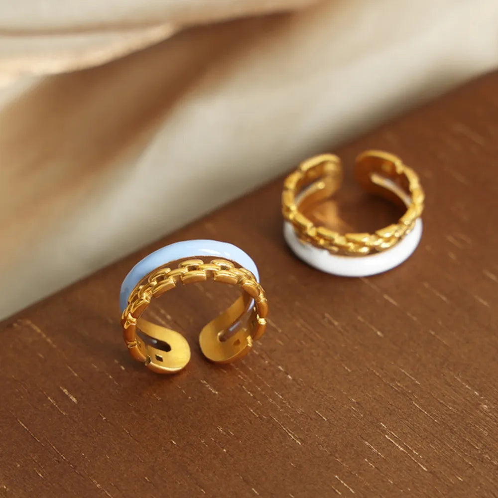 Enamel 18K Gold-Plated Open Ring - alternate ring view