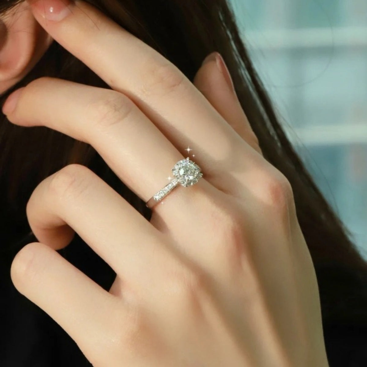 1 Carat Moissanite Sterling Silver Ring in Silver - women's ring