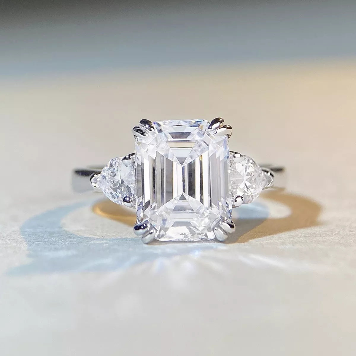 Sterling Silver Zircon Geometric Ring in Silver - women's ring