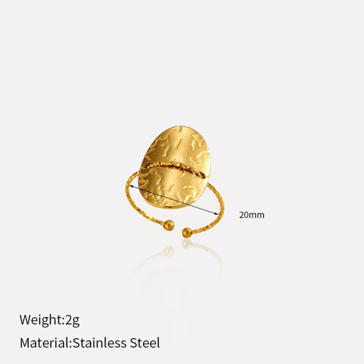 Hammered Disc Open Ring - alternate ring view