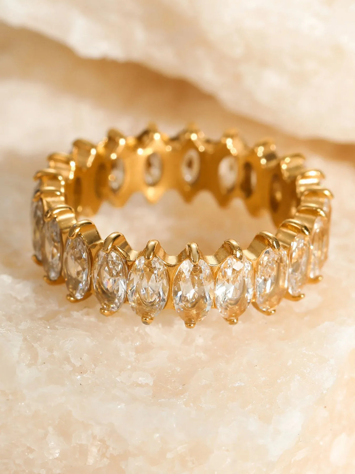 18K Gold-Plated Stainless Steel Zircon Ring - alternate ring view