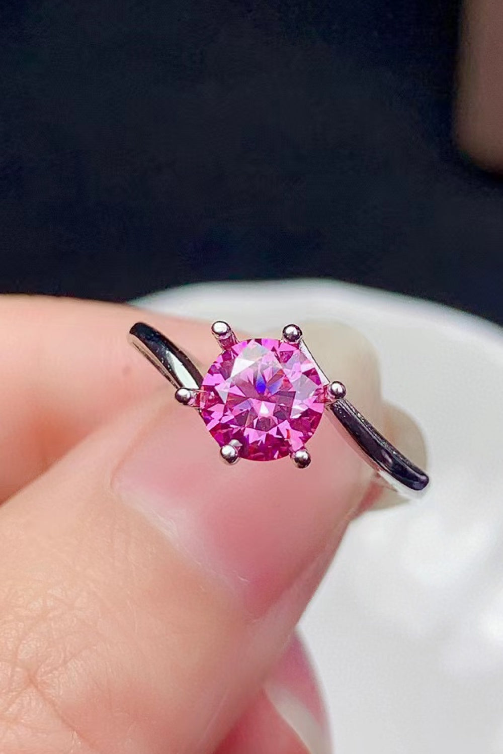 Can't Stop Your Shine 1 Carat Moissanite Ring in Pink - women's ring