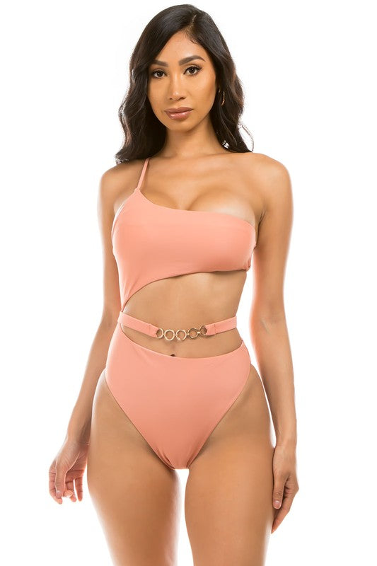 One Shoulder Cutout One Piece