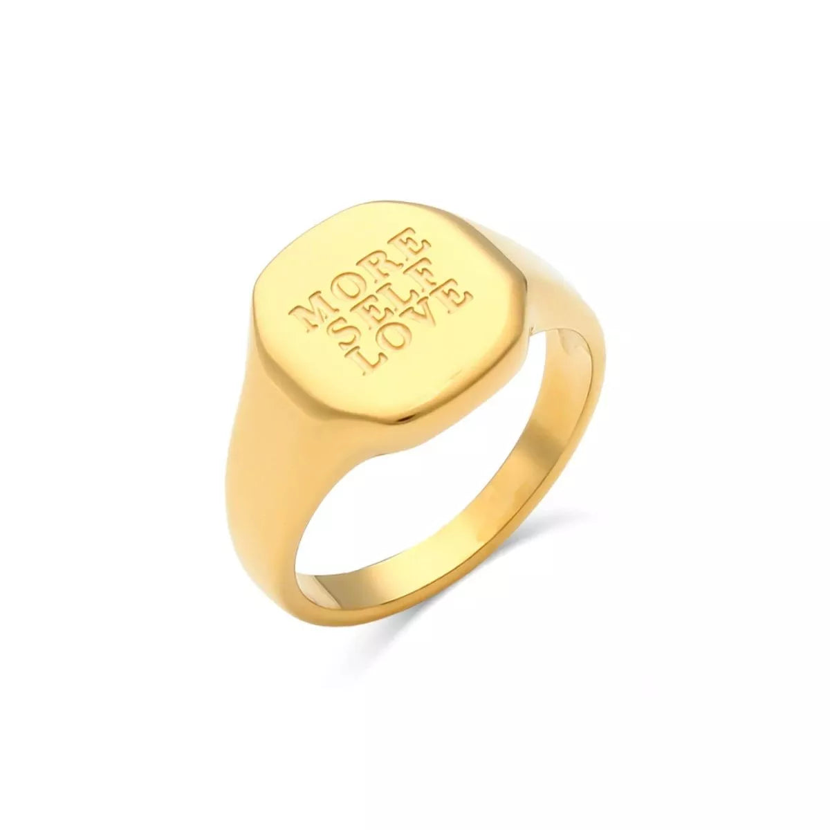18K Gold-Plated Letter Signet Ring in Style A - women's signet ring