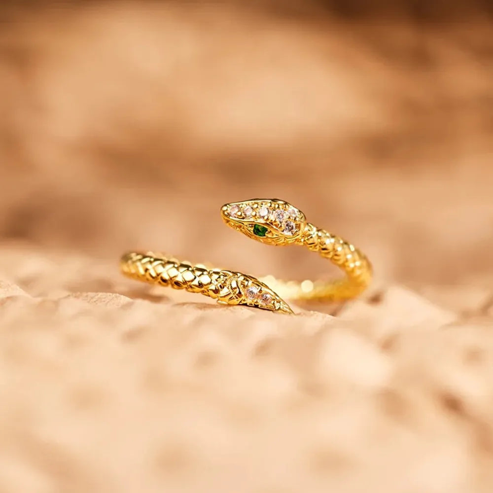 Snake Shape 18K Gold-Plated Bypass Ring - alternate ring view