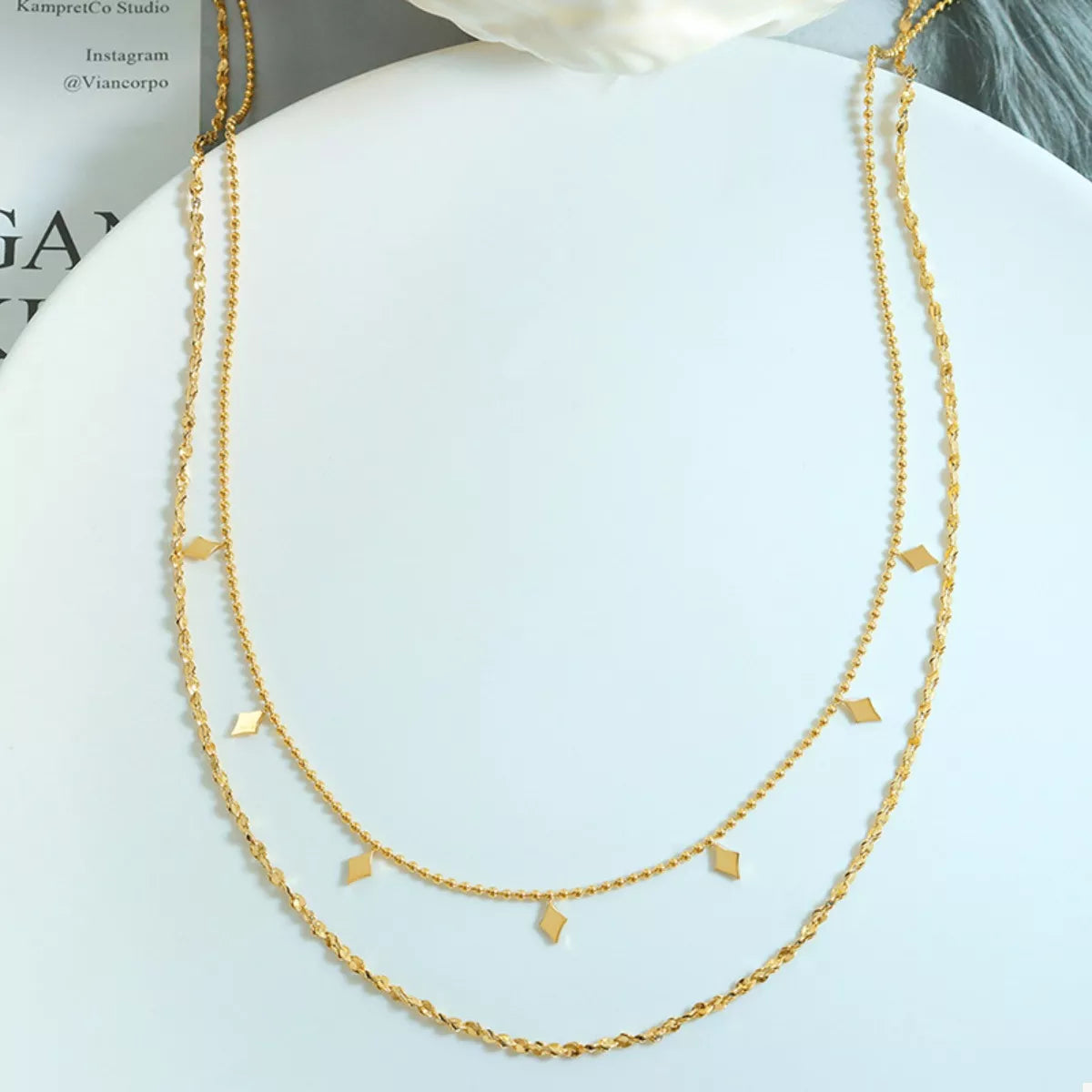 18K Gold-Plated Titanium Steel Layered Necklace - alternate necklace view