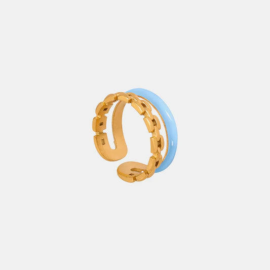 Enamel 18K Gold-Plated Open Ring in Gold - women's open ring