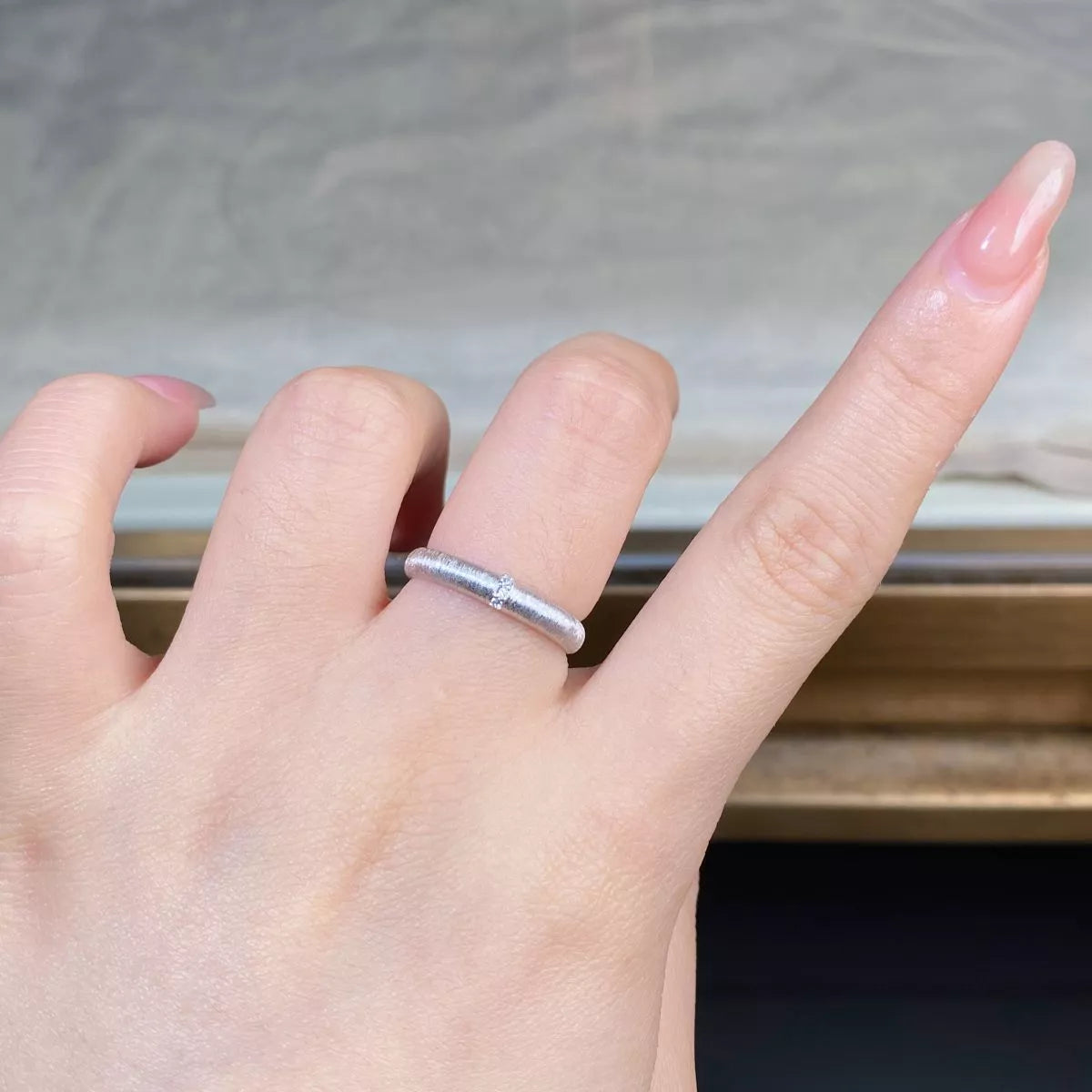 Sterling Silver Zircon Ring in Gold - women's ring