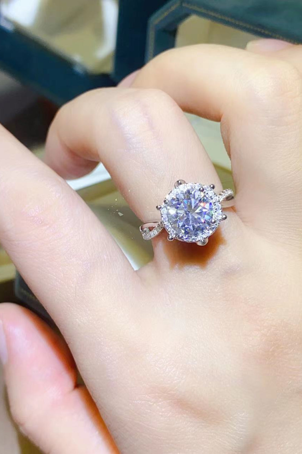 2 Carat Moissanite Sterling Silver Ring in Silver - women's ring