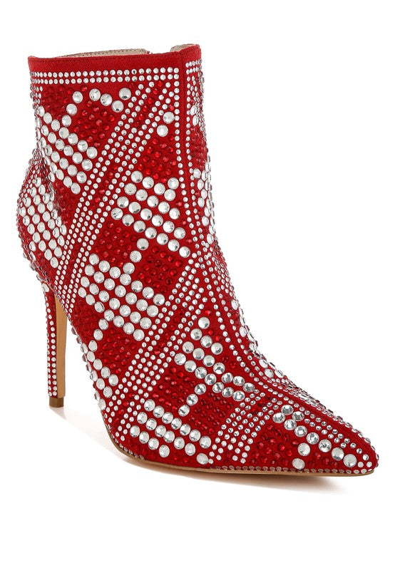 Rhinestones Studded Stiletto Boots