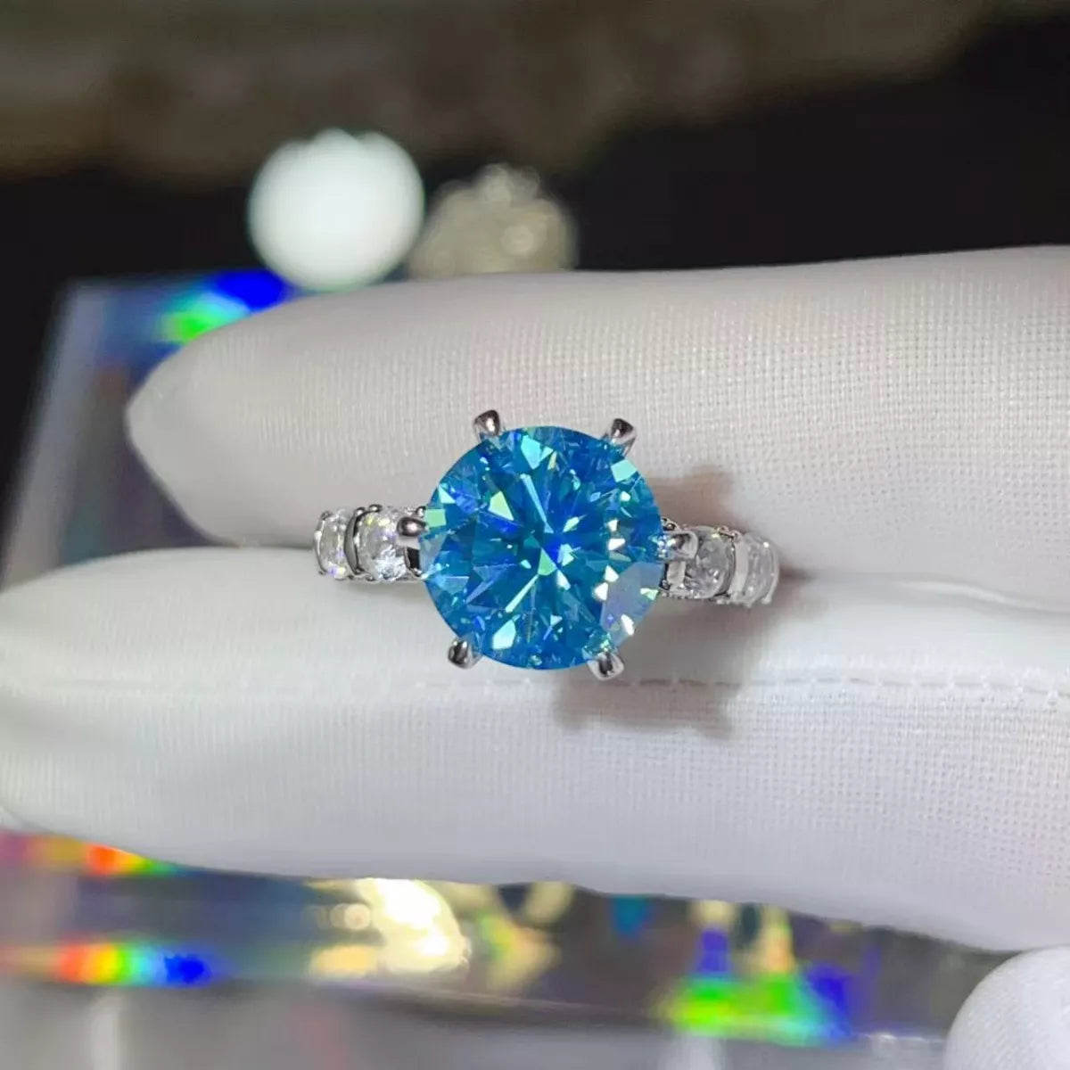 5 Carat Moissanite 6-Prong Sterling Silver Ring in Silver - women's ring