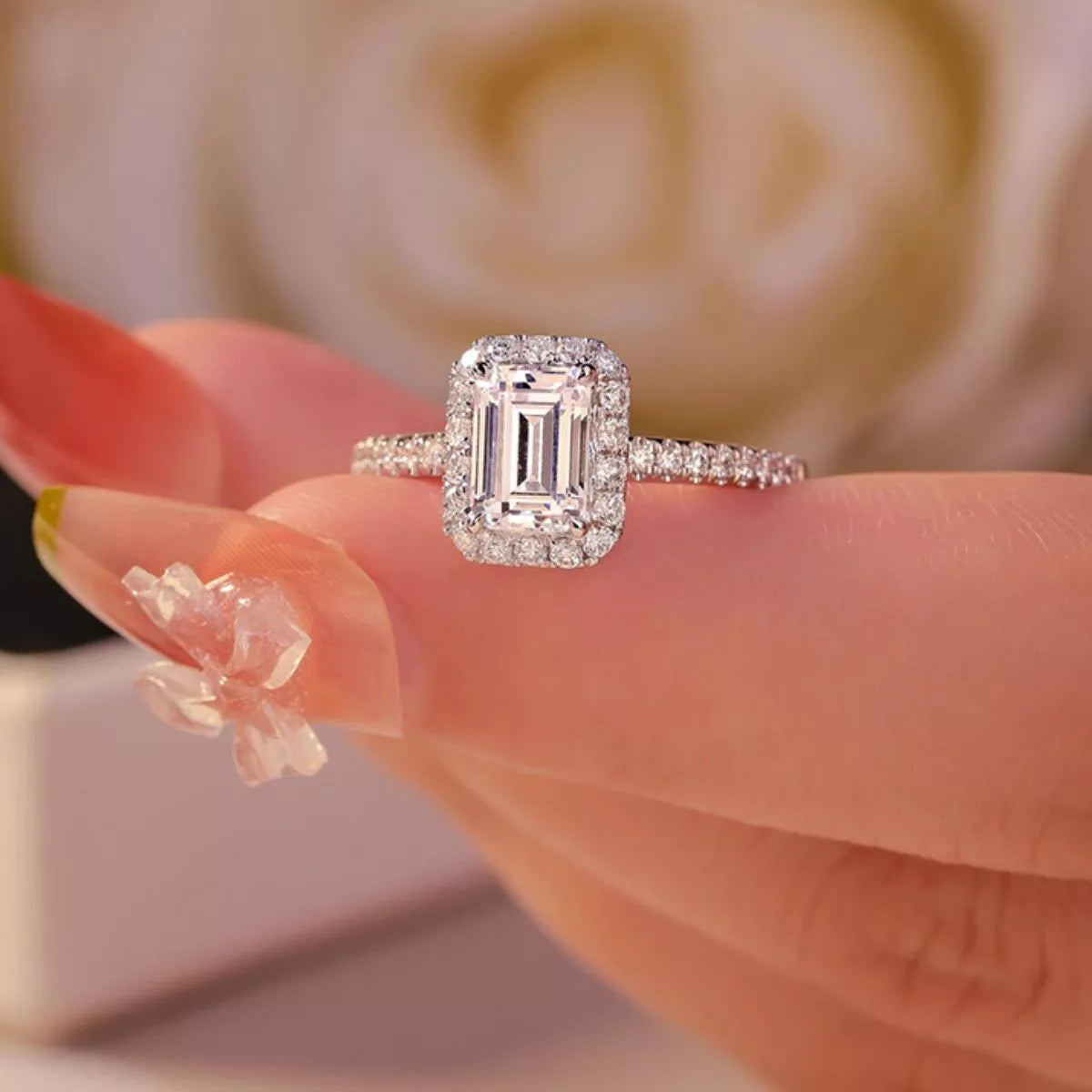 1 Carat Moissanite Sterling Silver Ring - alternate ring view