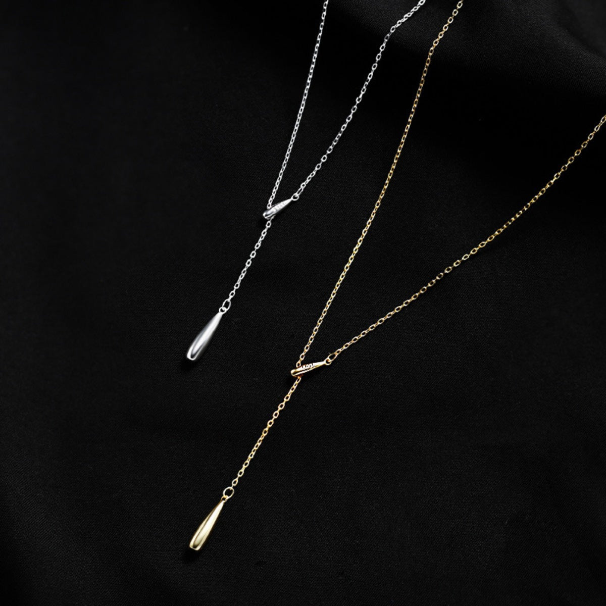 Sterling Silver Y-Shaped Pendant Necklace - alternate necklace view