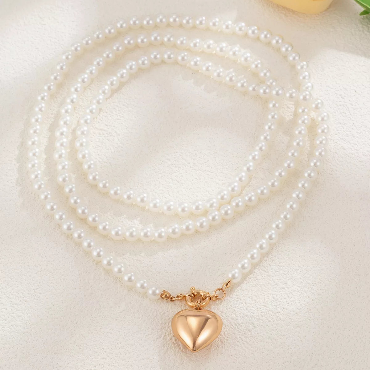 Pearl Chain Heart Necklace - alternate necklace view