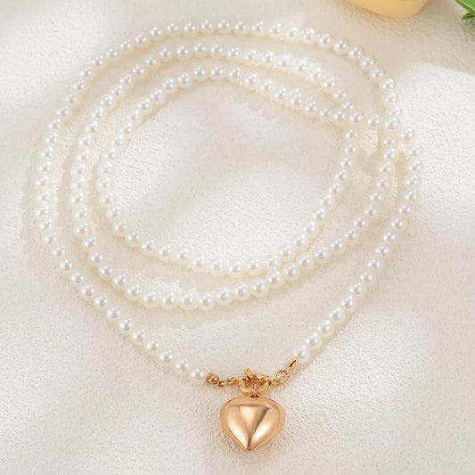 Pearl Chain Heart Necklace - alternate necklace view