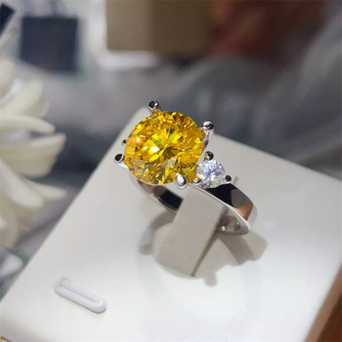 5 Carat Moissanite Sterling Silver Ring in Gold - women's ring