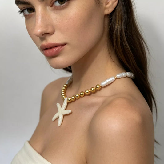 Bohemian Starfish Pendant Necklace - alternate necklace view