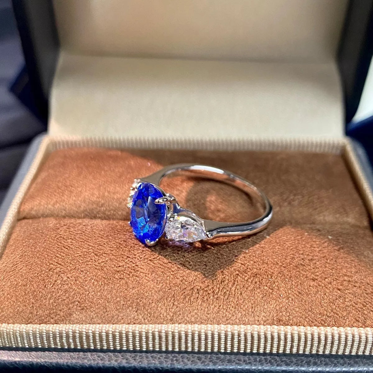 Sterling Silver Zircon Ring in Blue - women's ring