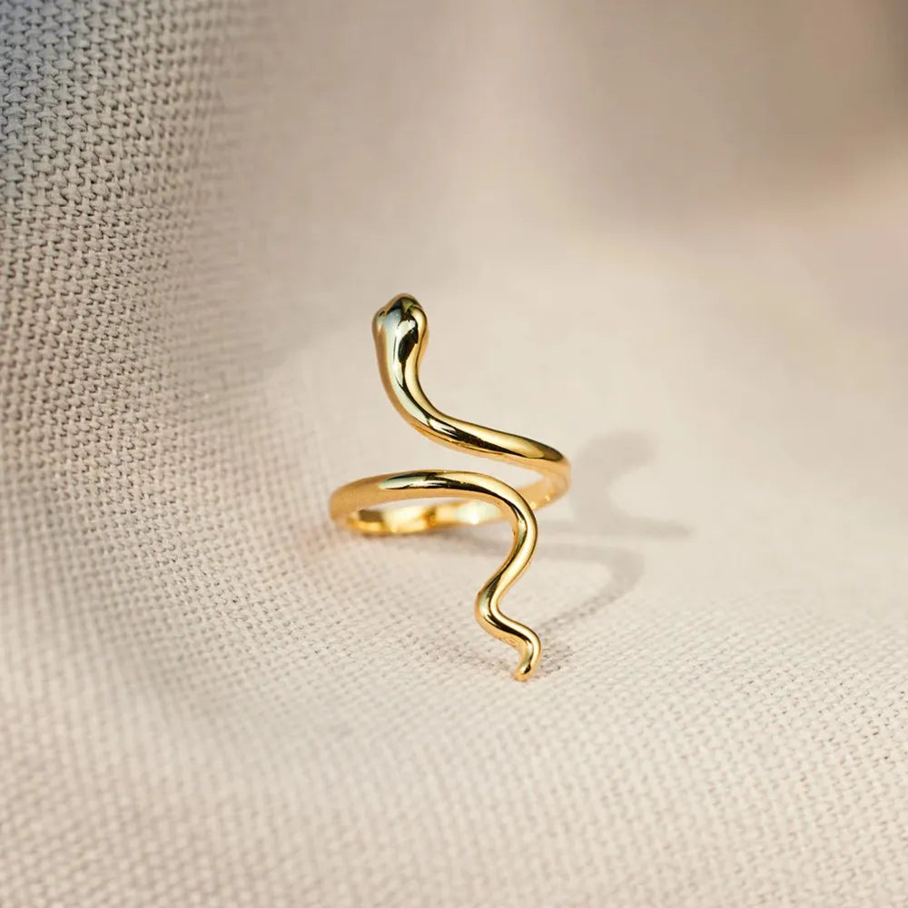 Snake Shape 18K Gold-Plated Bypass Ring - alternate ring view