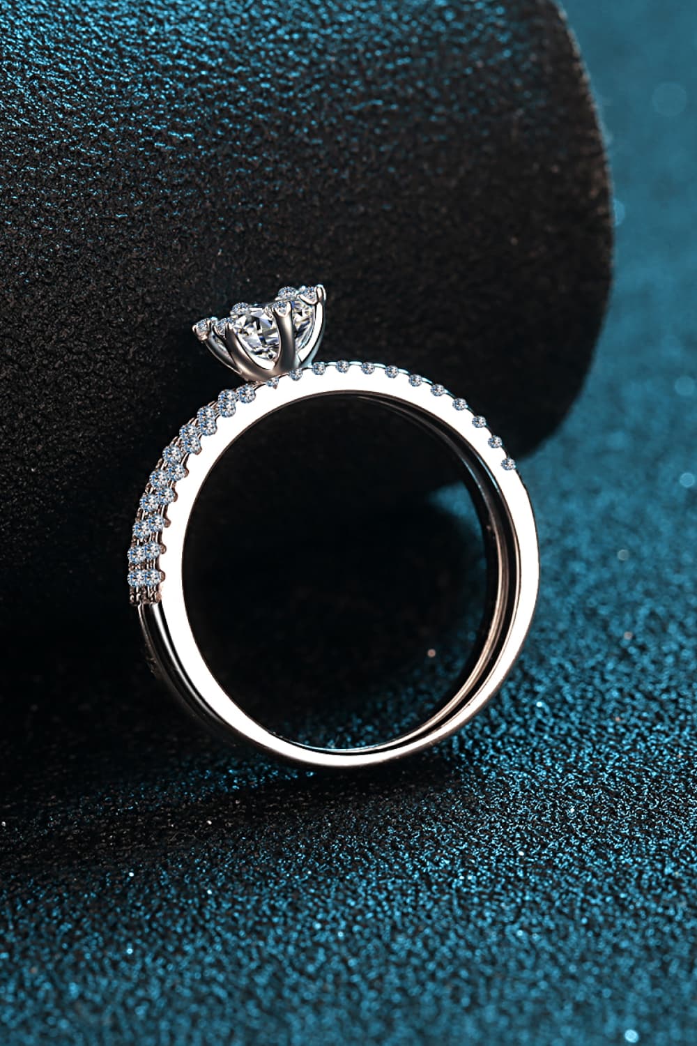 Moissanite Sterling Silver Ring Set in Silver - women's ring