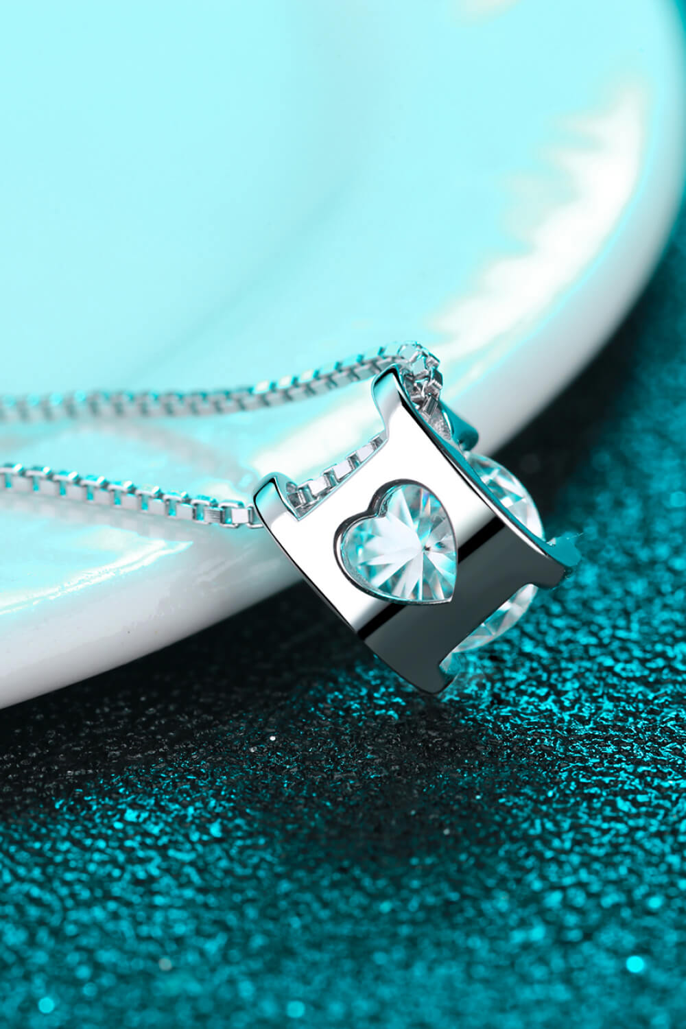1 Carat Moissanite Sterling Silver Chain Necklace - alternate necklace view
