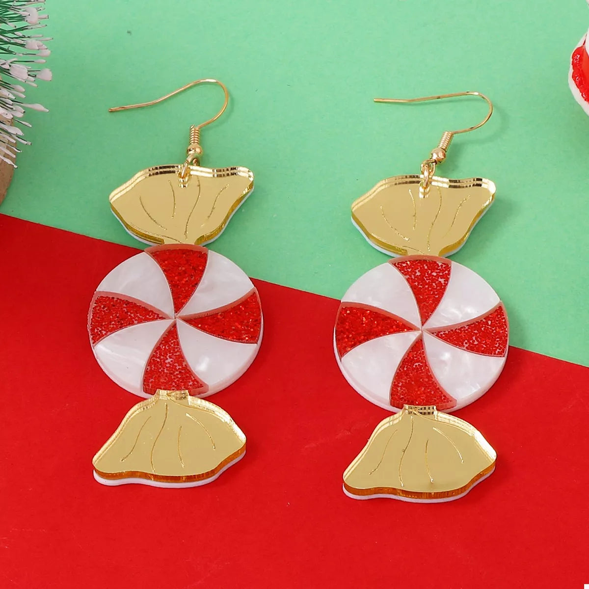 Christmas Candy Drop Earrings - alternate earring view