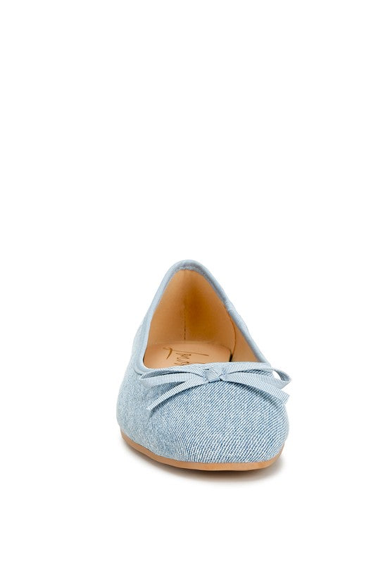 Detail Bow Denim Ballerinas