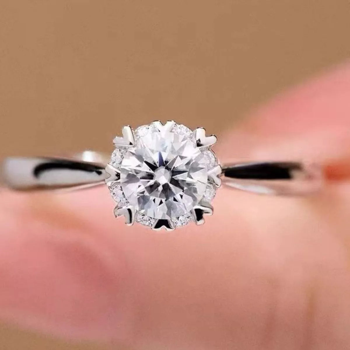 Sterling Silver Moissanite Ring - alternate ring view