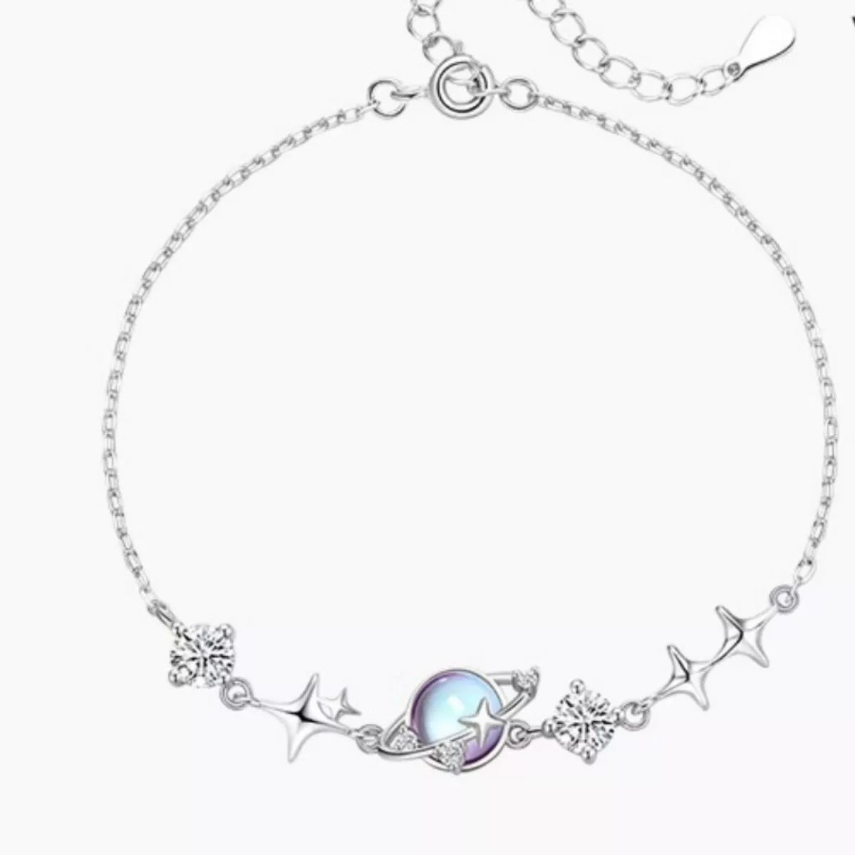 Sterling Silver Zircon Star Adjustable Bracelet - alternate jewelry view