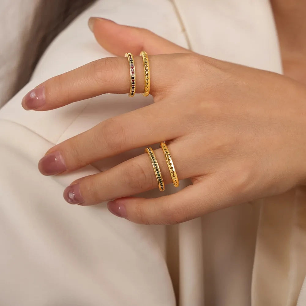 Gold-Plated Czech Diamond Double-Layered Ring - alternate ring view