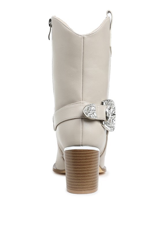 Embellished Pin Buckle Boots