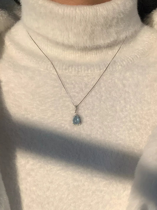 Crystal Teardrop Pendant Necklace in Silver - women's pendant necklace
