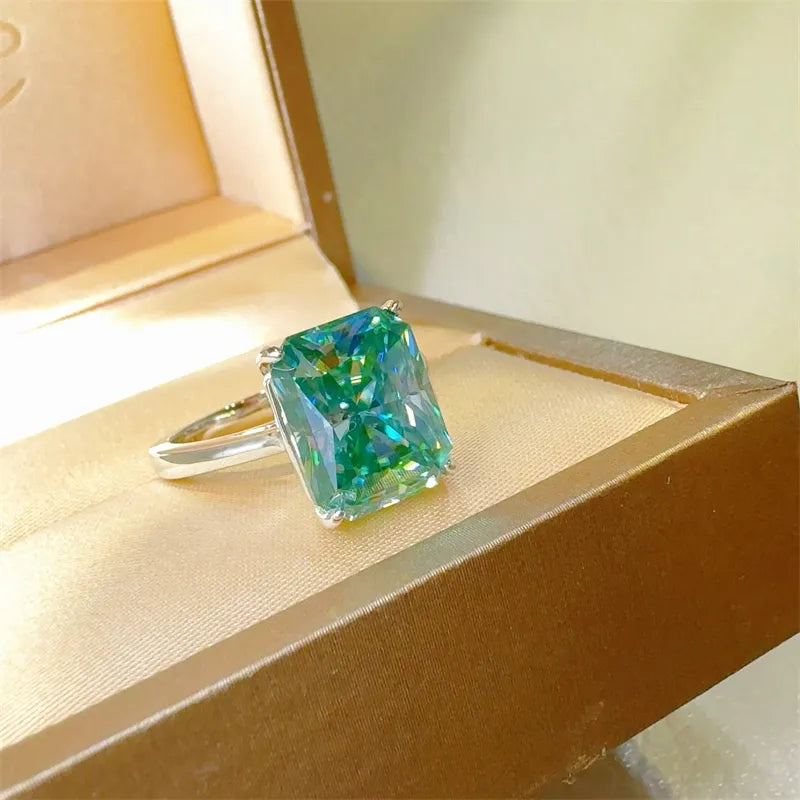 2 Carat Sterling Silver Moissanite Rectangle Ring in Silver - women's ring