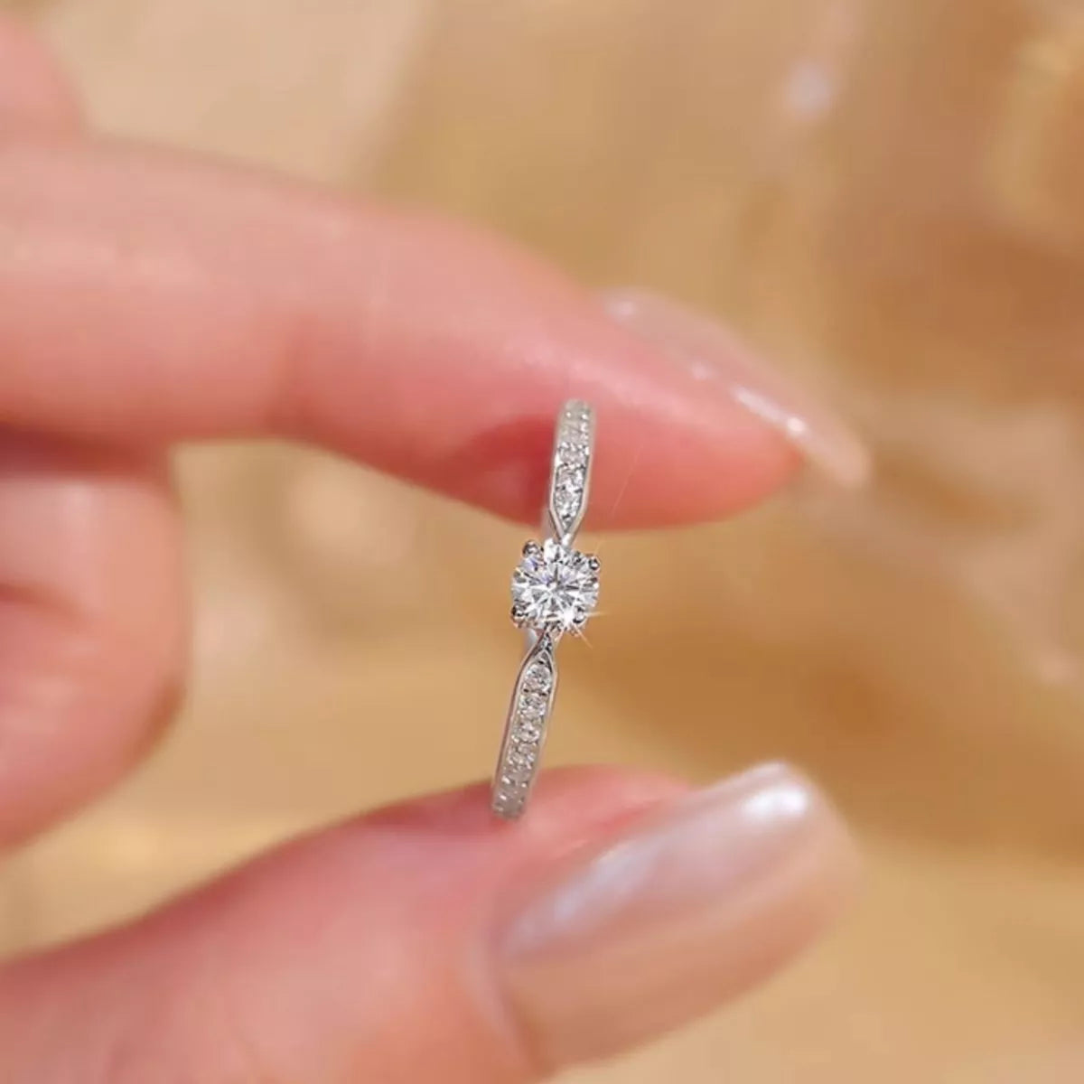 1 Carat Sterling Silver Moissanite Ring - alternate ring view