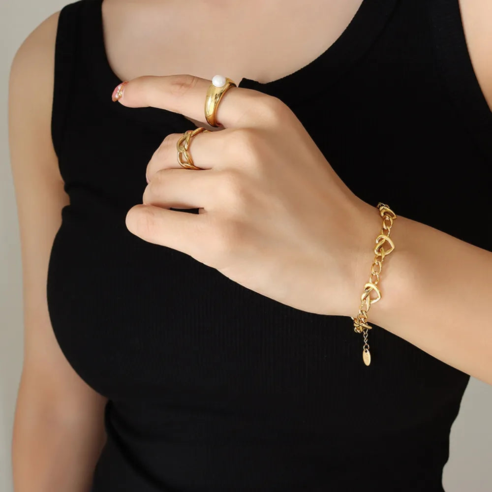 18K Gold-Plated Titanium Steel Bracelet in Style B - women's bracelet