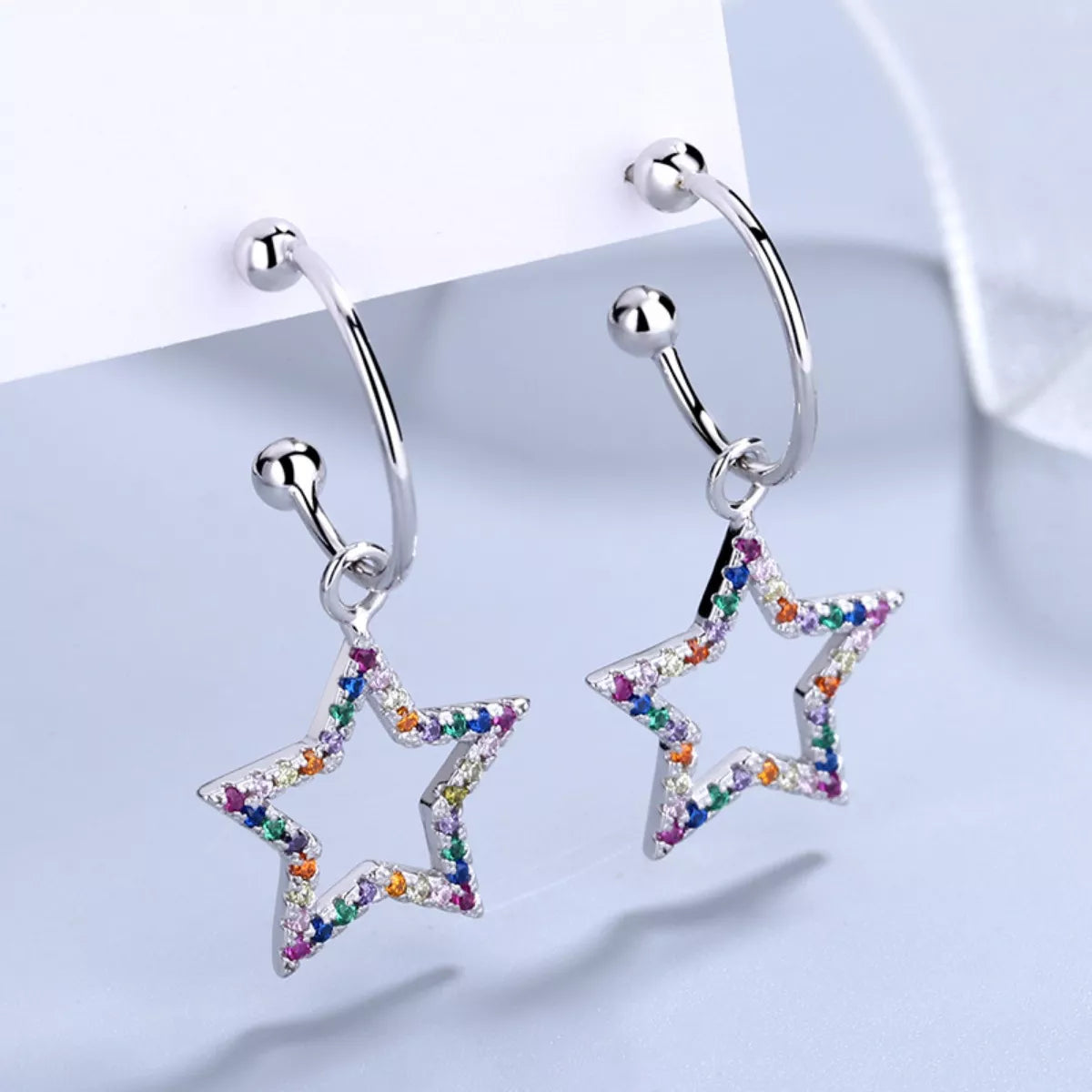 Star C-Hoop Dangle Earrings - alternate earring view