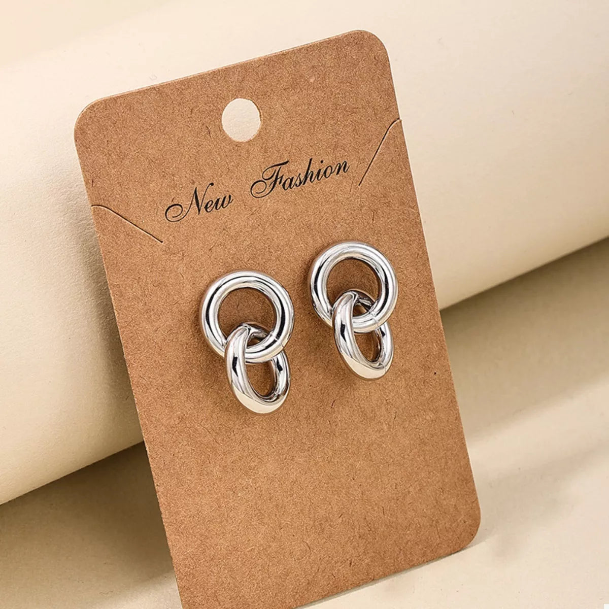 Interlocked Chain Link Stud Earrings - alternate earring view