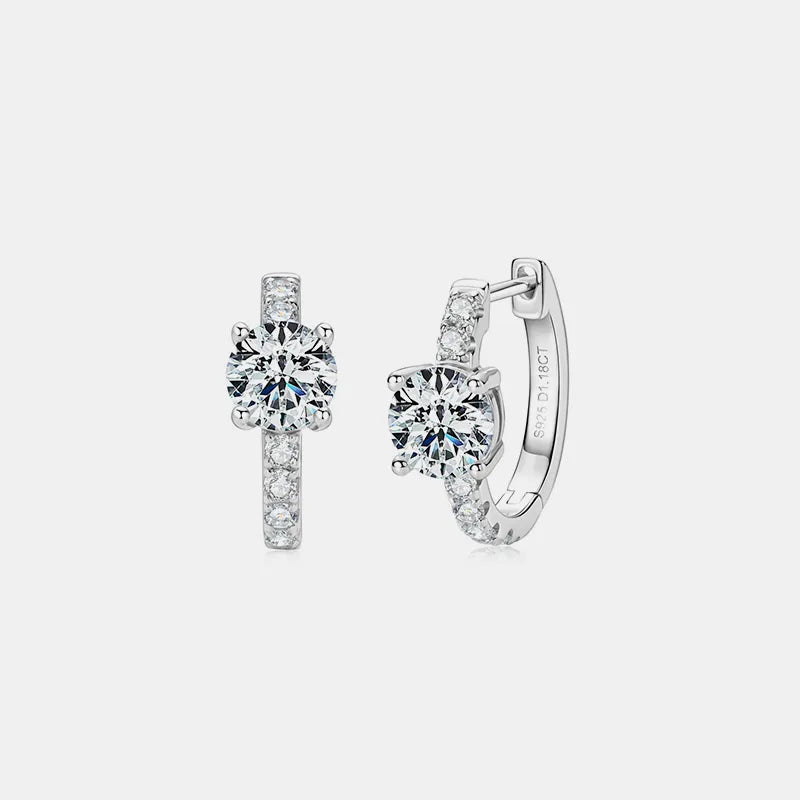 2.36 Carat Moissanite Zircon Sterling Silver Hoop Earrings in Silver - women's hoop earrings