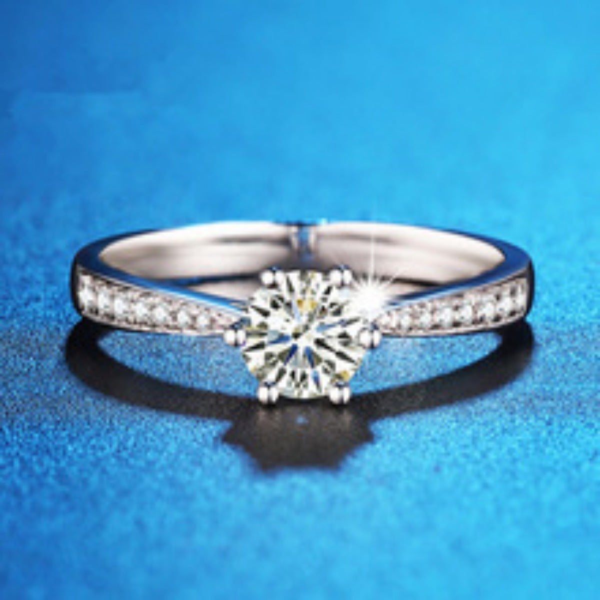 1 Carat Moissanite Sterling Silver Ring - alternate ring view