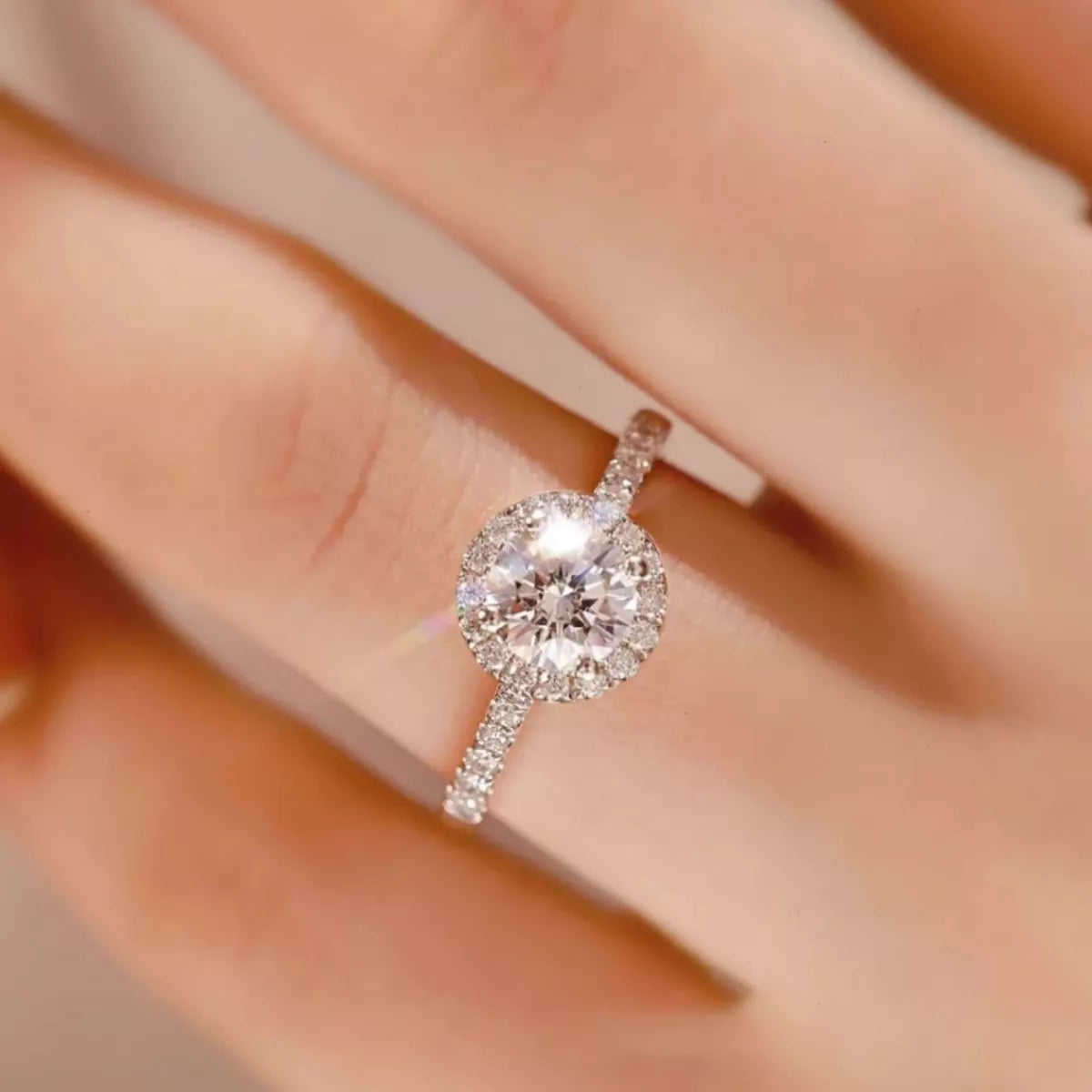 2 Carat Moissanite Sterling Silver Ring - alternate ring view