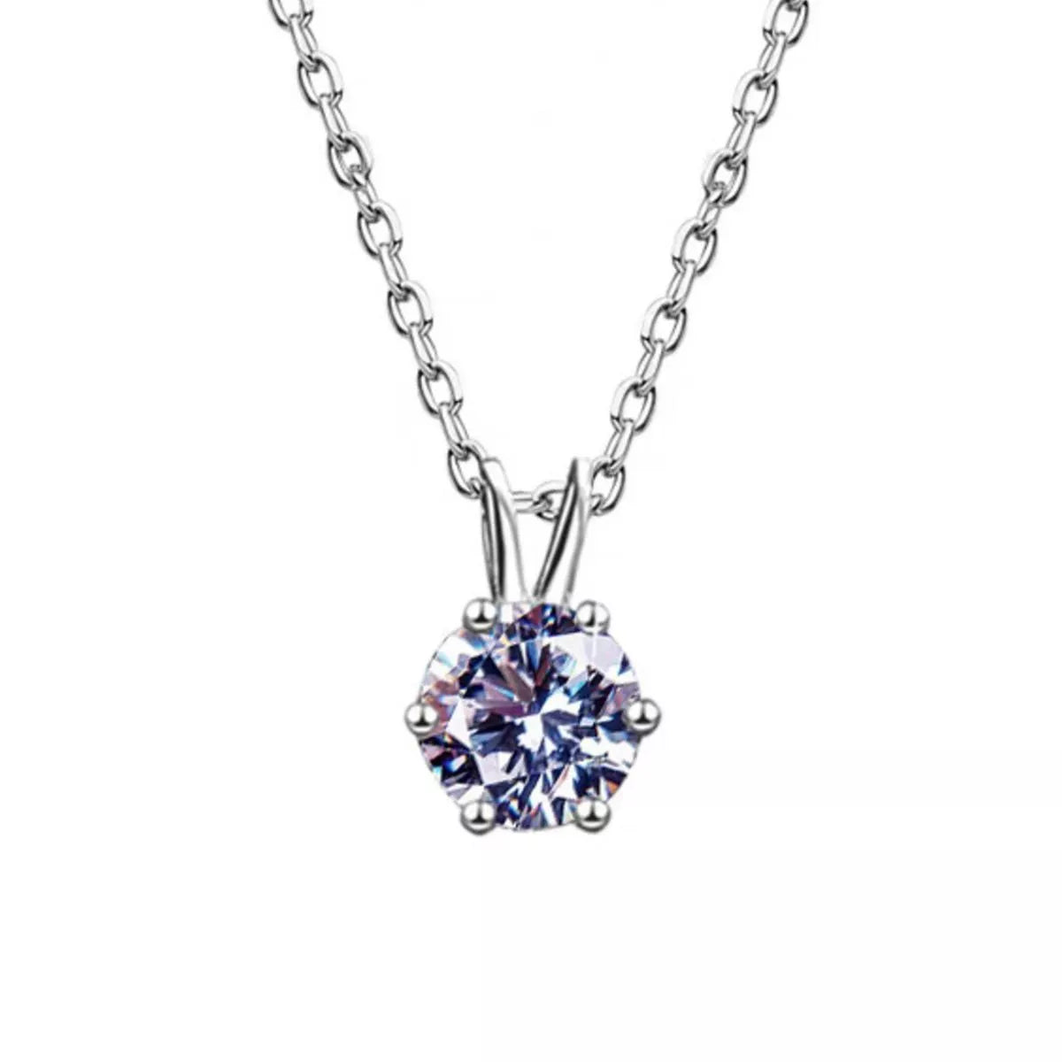 2 Carat Moissanite Sterling Silver Pendant Necklace - alternate necklace view