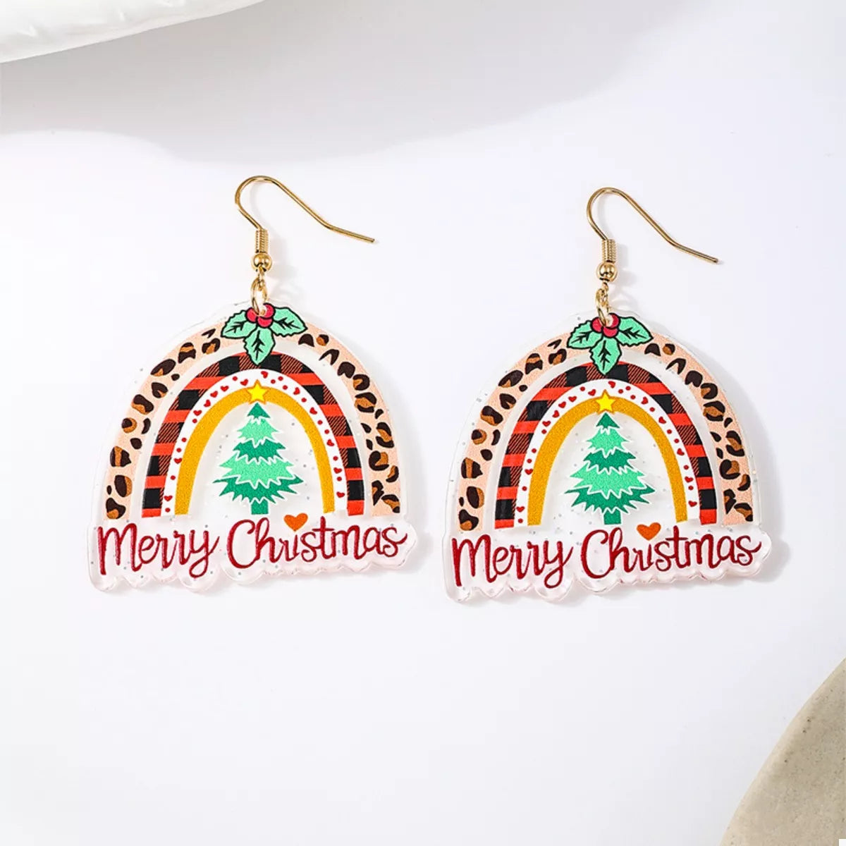 Christmas Rainbow Dangle Earrings - alternate earring view
