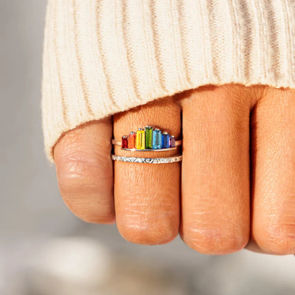 Zircon Sterling Silver Double-Layered Ring - alternate ring view