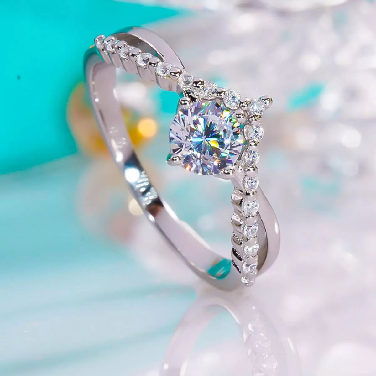 Moissanite Sterling Silver Ring - alternate ring view