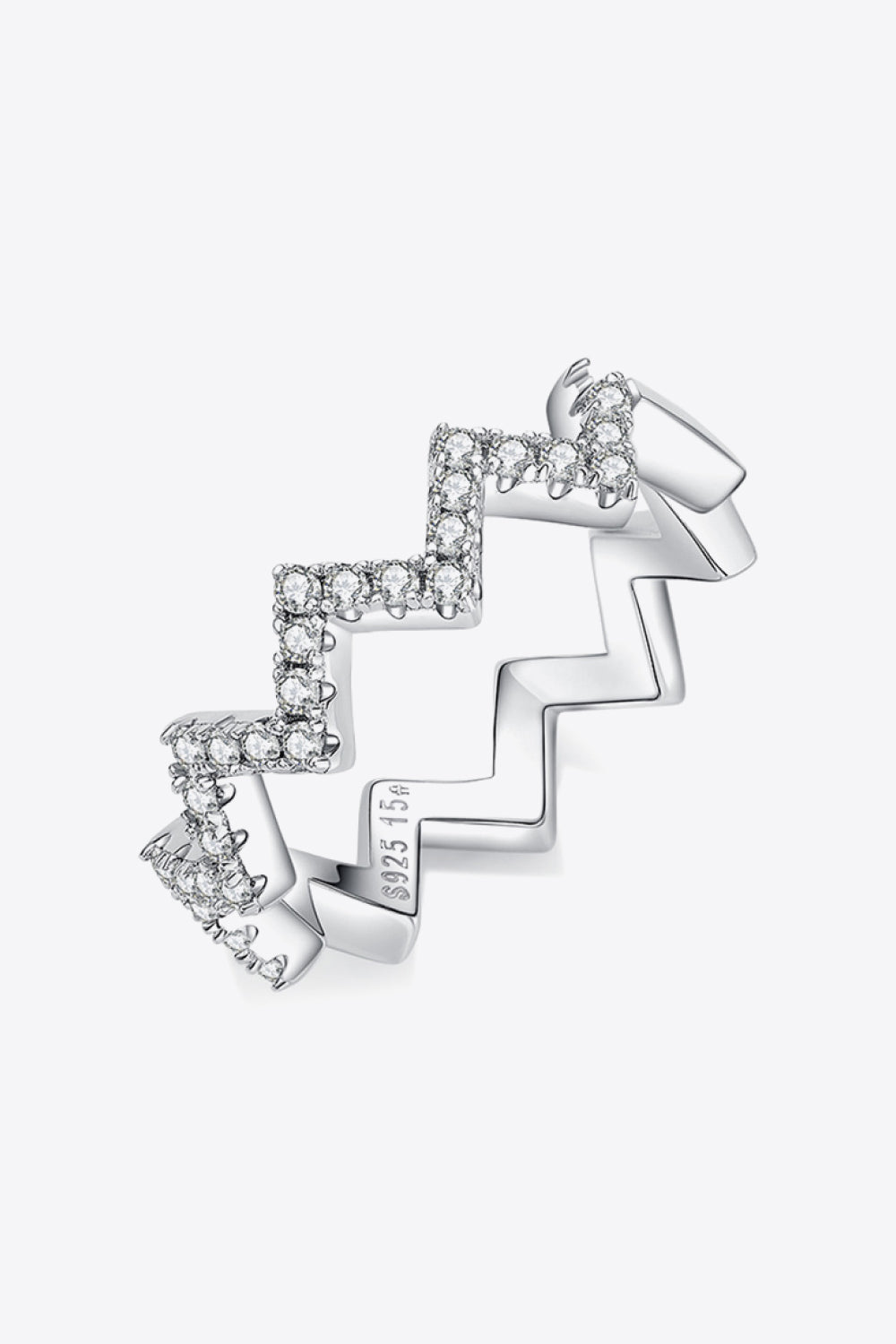 Moissanite Wavy Band Ring in Silver - women's band ring