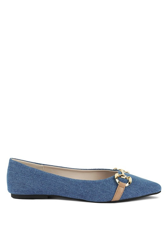 Denim Horsebit Ballet Flats