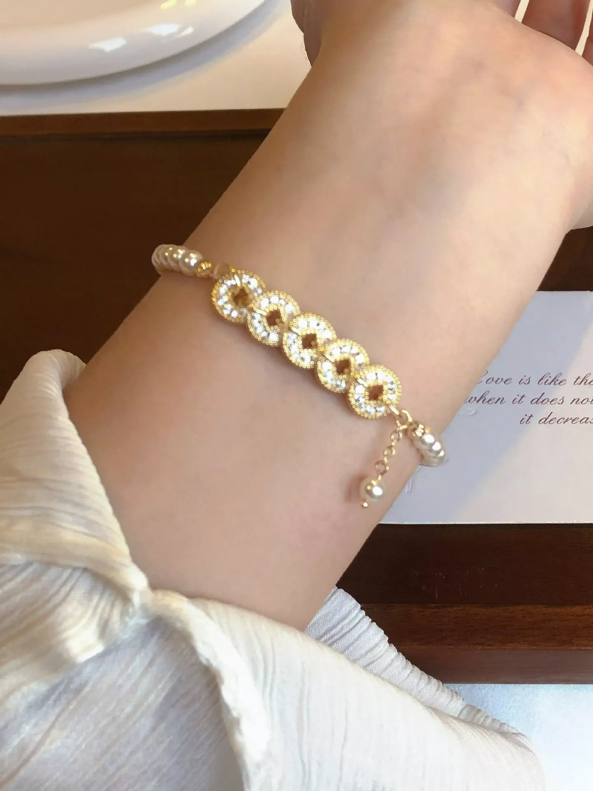 18K Gold-Plated Pearl Coin Bracelet - alternate jewelry view