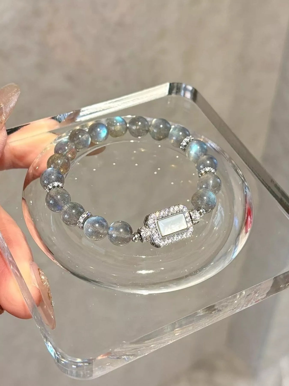 Moonstone Bead Geometric Bracelet - alternate jewelry view
