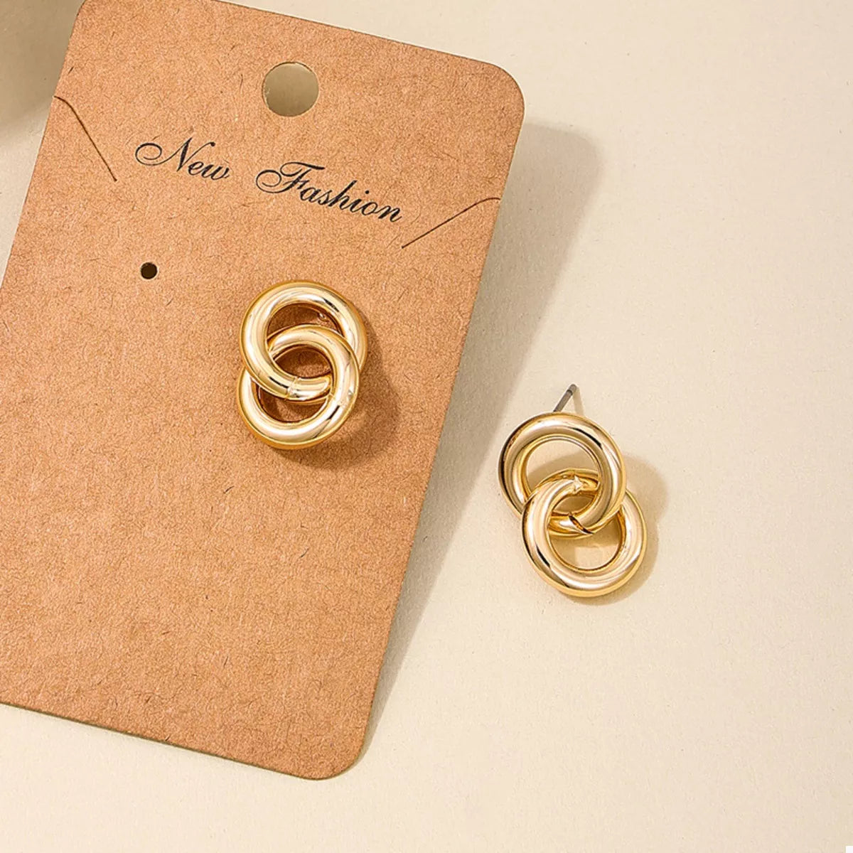 Interlocked Chain Link Stud Earrings in Silver - women's stud earrings